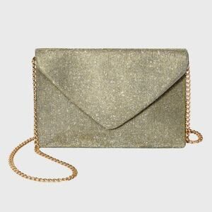 A New Day NWT Women's Multicolor Glitter Iridescent Envelope Clutch Chain Strap